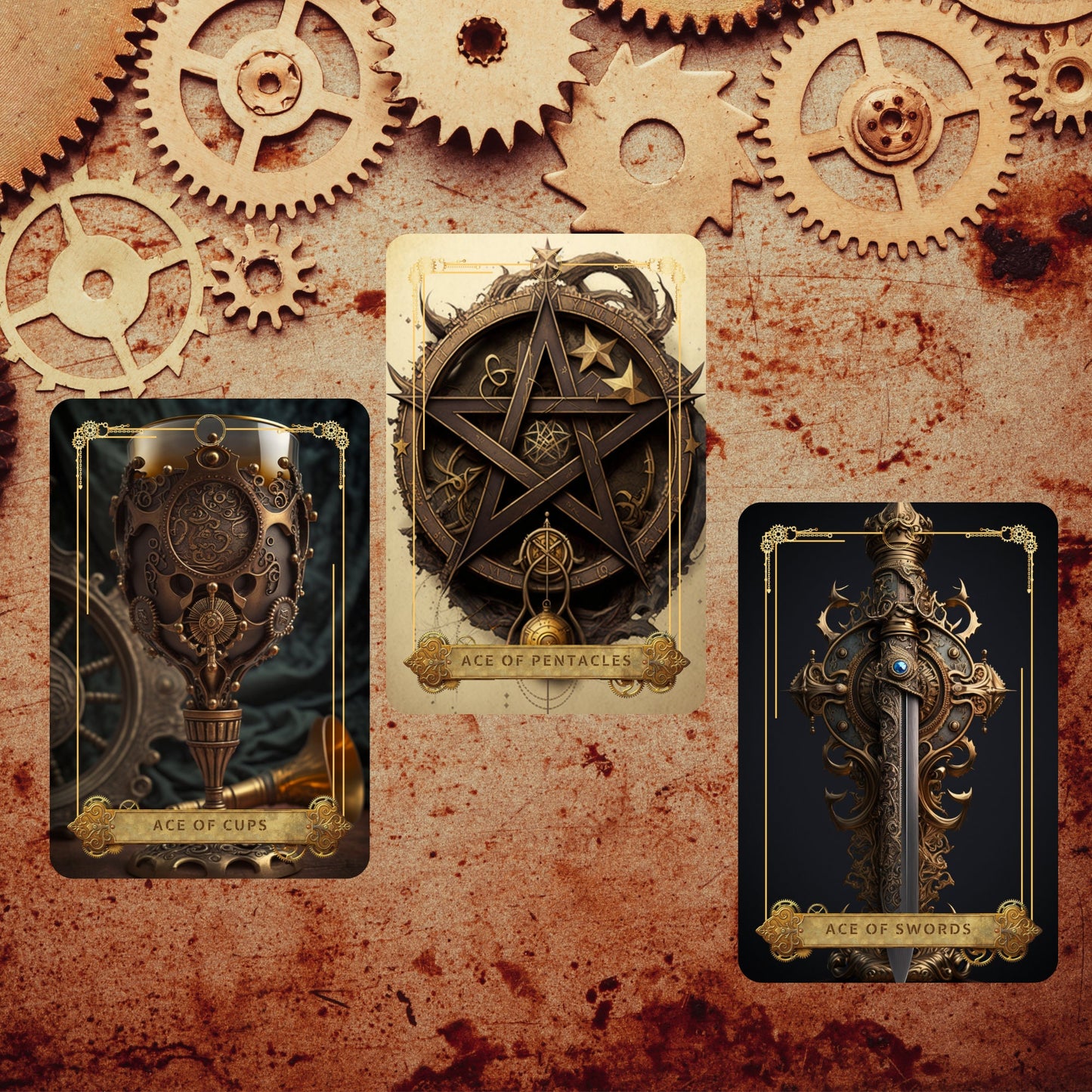 STEAMPUNK TAROT DECK, 78 Tarot Cards, Tarot deck  Guidebook, Tarot, Oracle Deck, Unique tarot deck,tarot cards,steampunk tarot,beginner