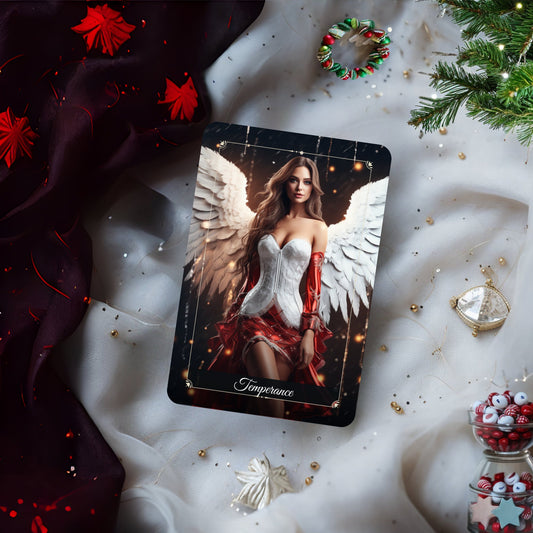 Christmas Unique Tarot Deck, Tarot Deck with Guidebook, Custom 78 Tarot Cards, Pretty Tarot Deck, Beginner Crystal Tarot Deck