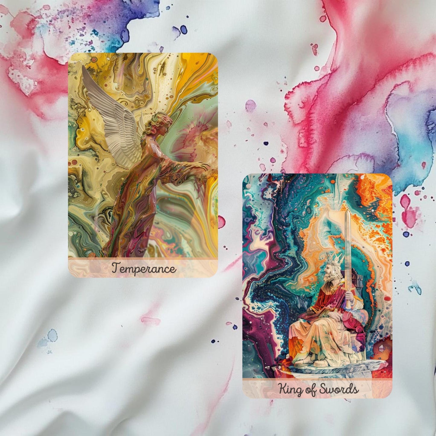 Colorful dreams, Handcrafted Tarot Deck - Mystical Art Tarot Cards Set for Intuitive Readings, Spiritual Guidance, Meditation & Divination