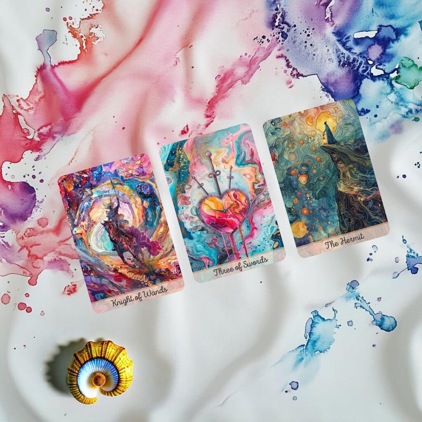 Colorful dreams, Handcrafted Tarot Deck - Mystical Art Tarot Cards Set for Intuitive Readings, Spiritual Guidance, Meditation & Divination